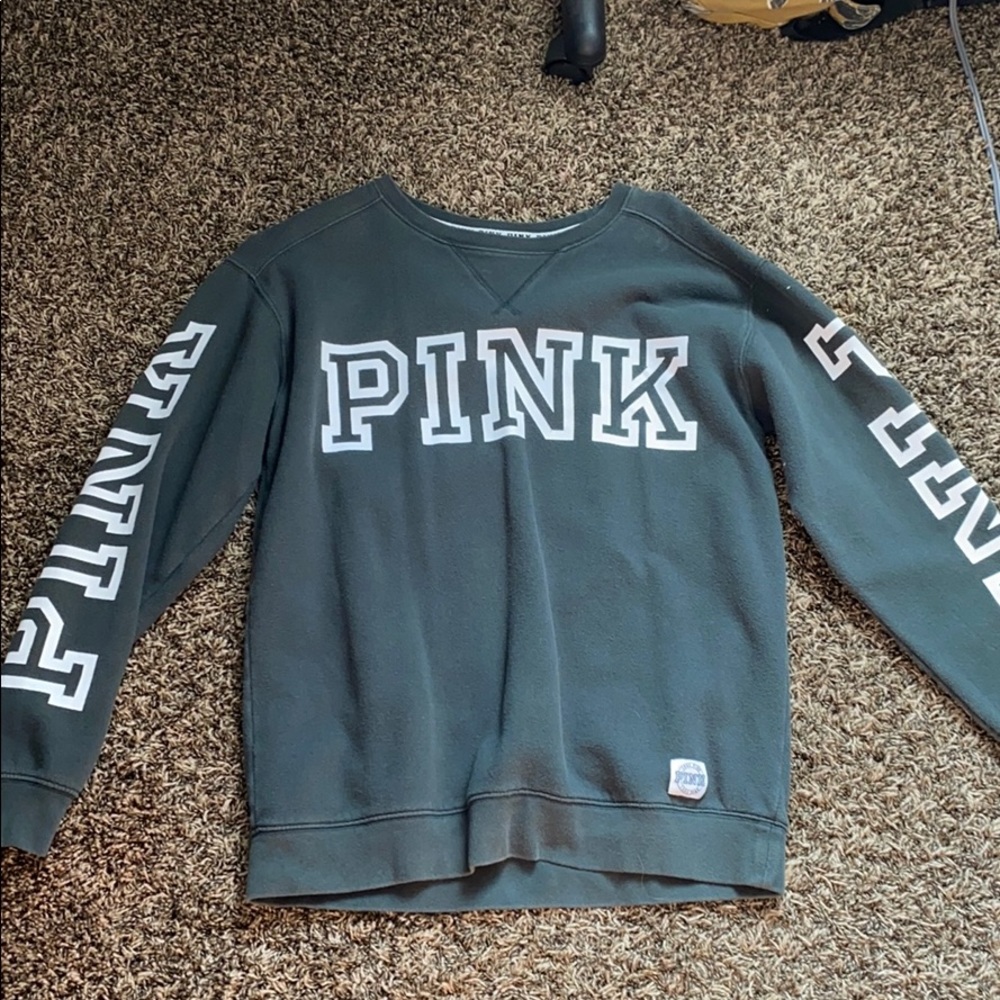 olive green PINK crew neck
